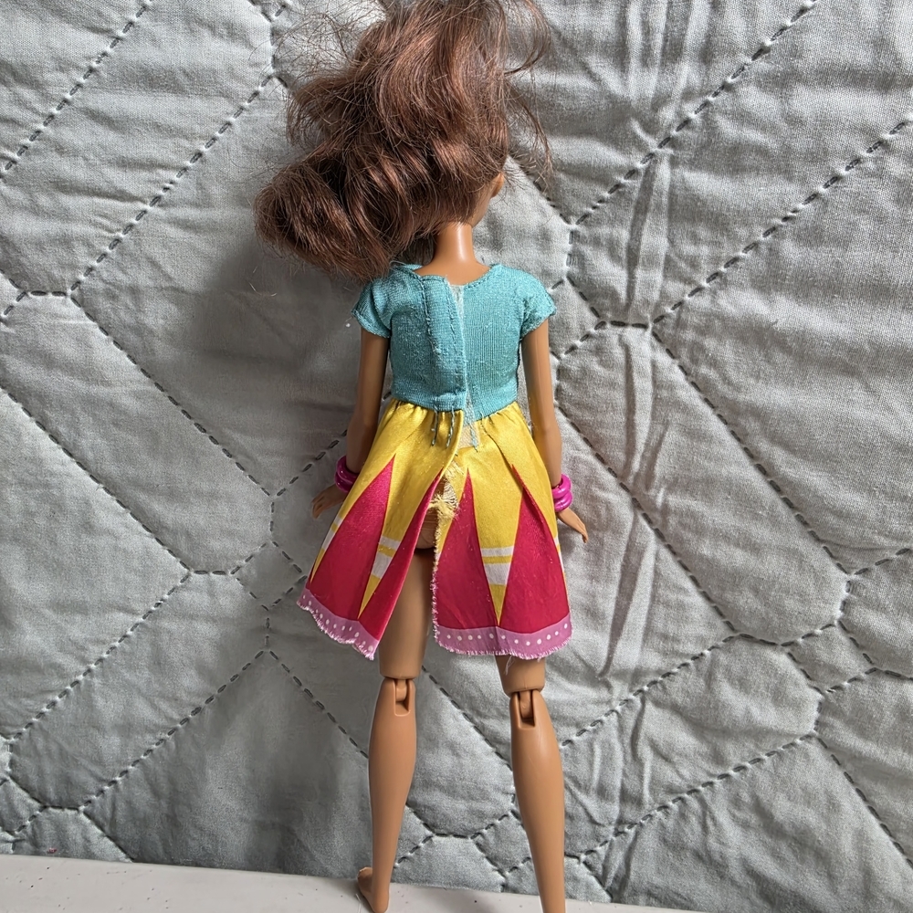 Barbie Kids Fashion Doll in Teal Top and Pink-Yellow Skirt Flexible Legs - Picture 3 of 7